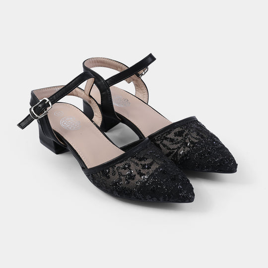 Girls Pumps Heels 1608-19-BLACK