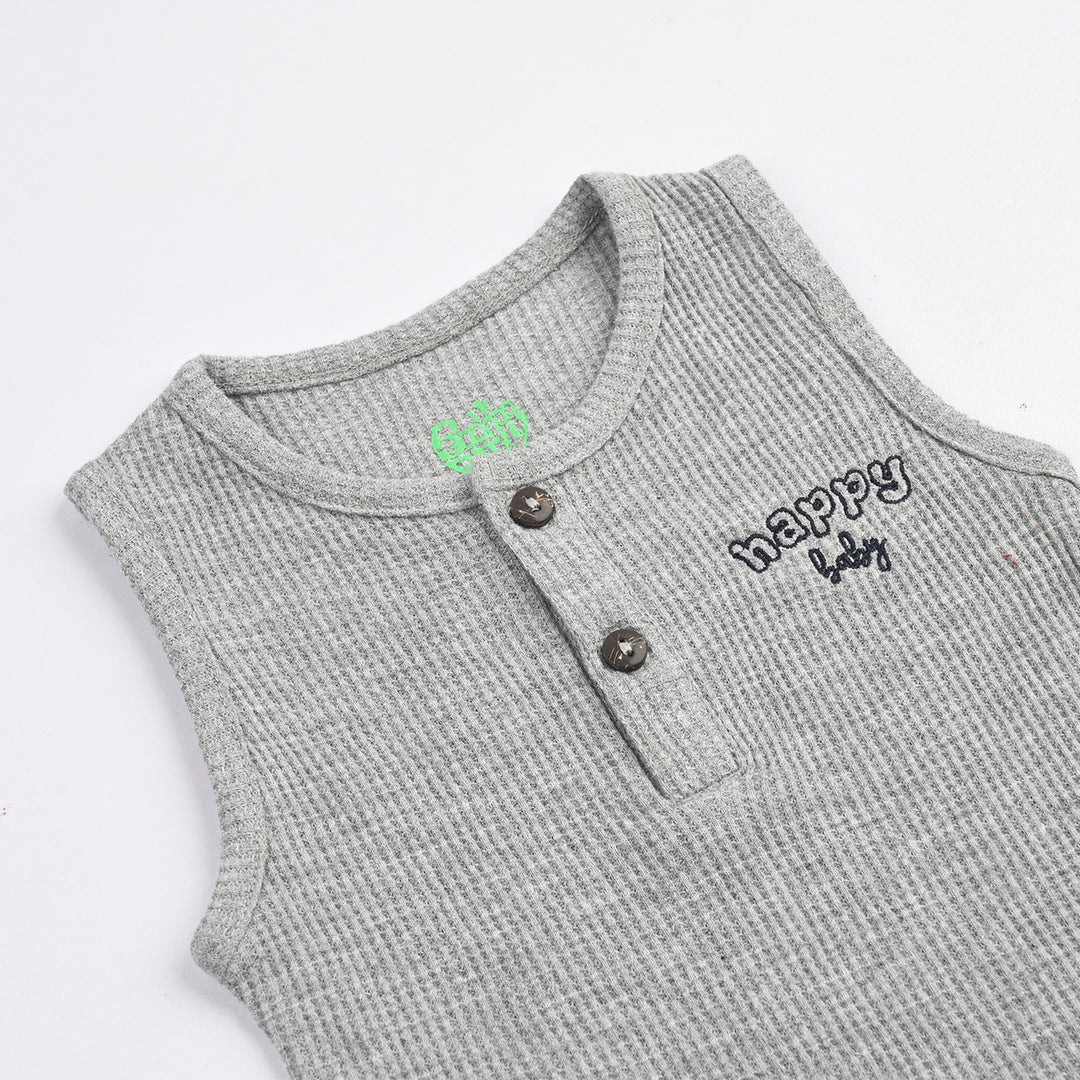 Infant Boys Thermal Romper Happy Baby-Heater.Grey