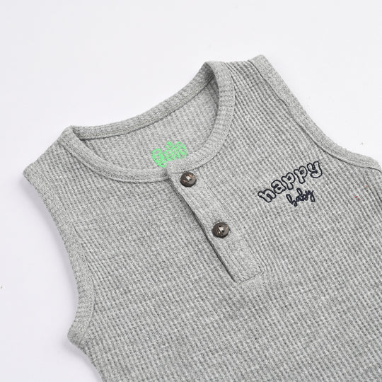 Infant Boys Thermal Romper Happy Baby-Heater.Grey