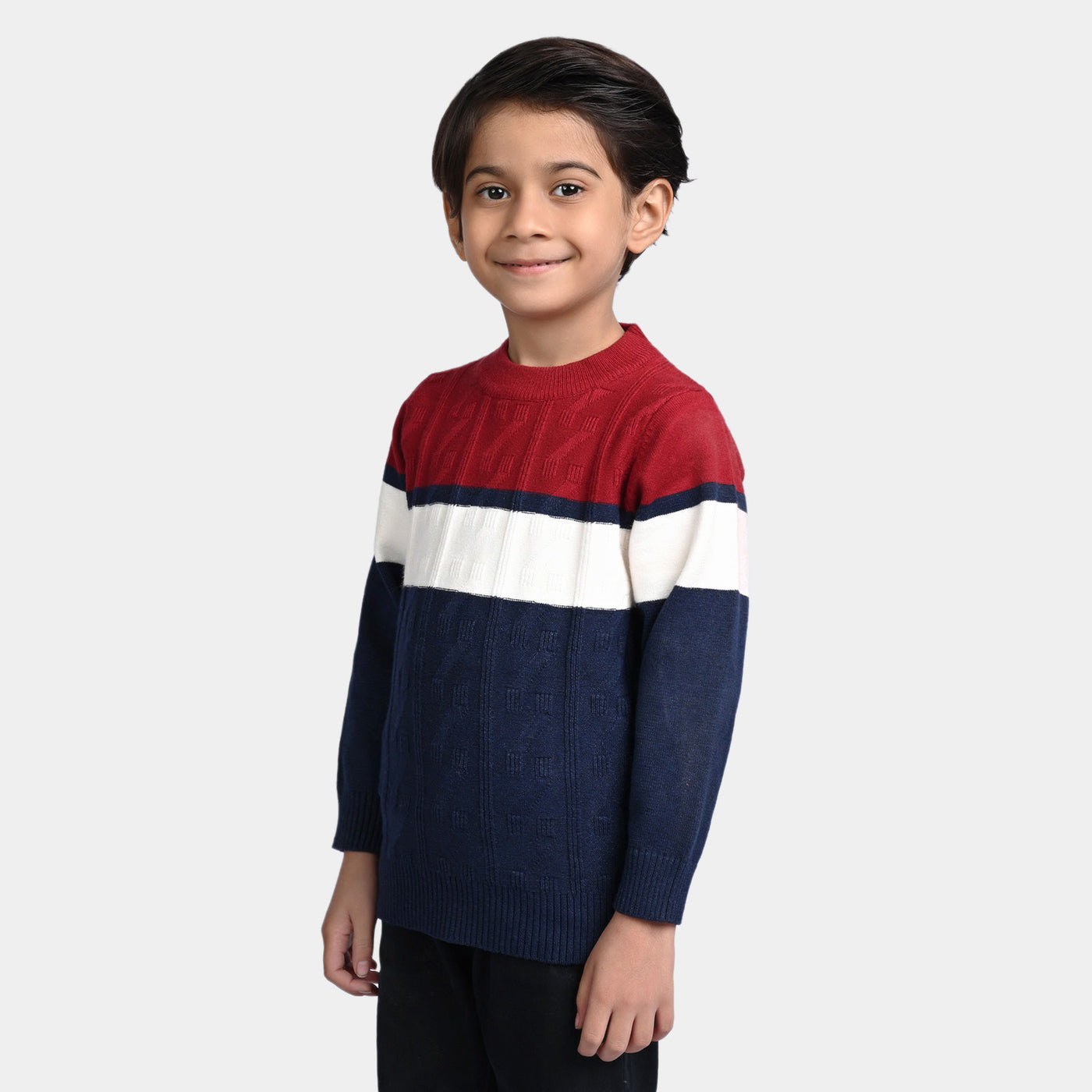 Boys Knitted Full Sleeves Sweater - Multi