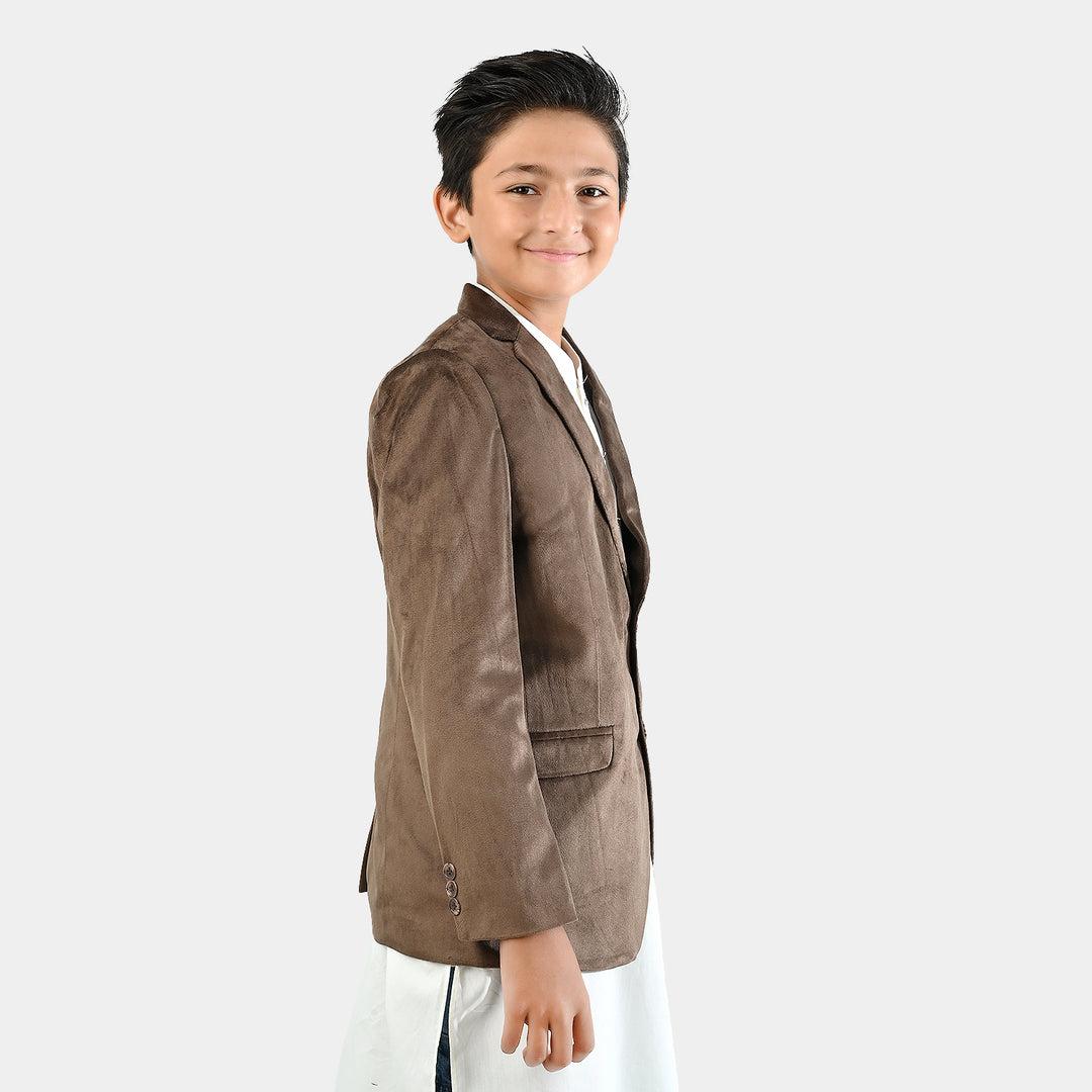 Boys Suede Blazer-Light BROWN