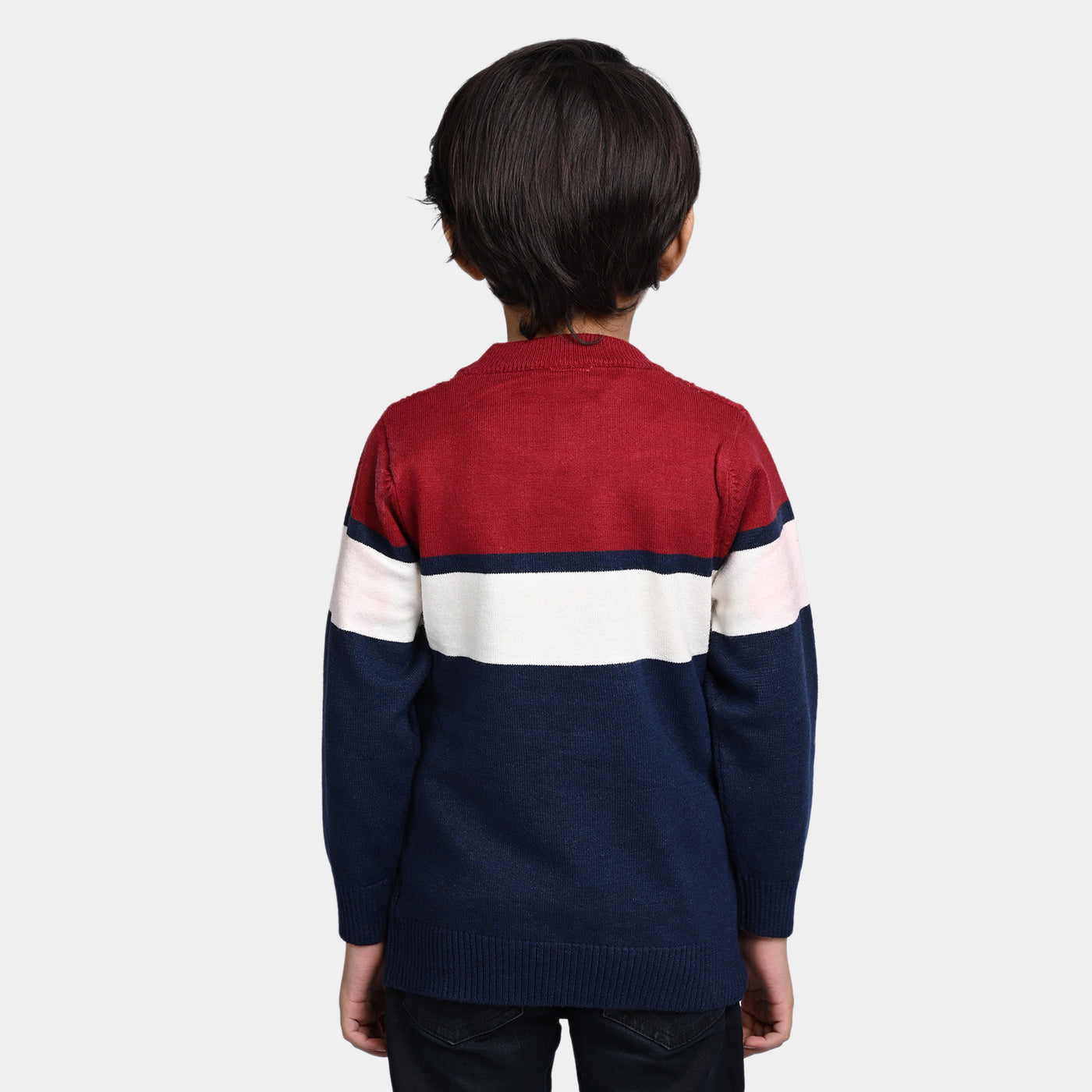 Boys Knitted Full Sleeves Sweater - Multi