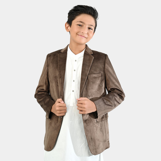 Boys Suede Blazer-Light BROWN
