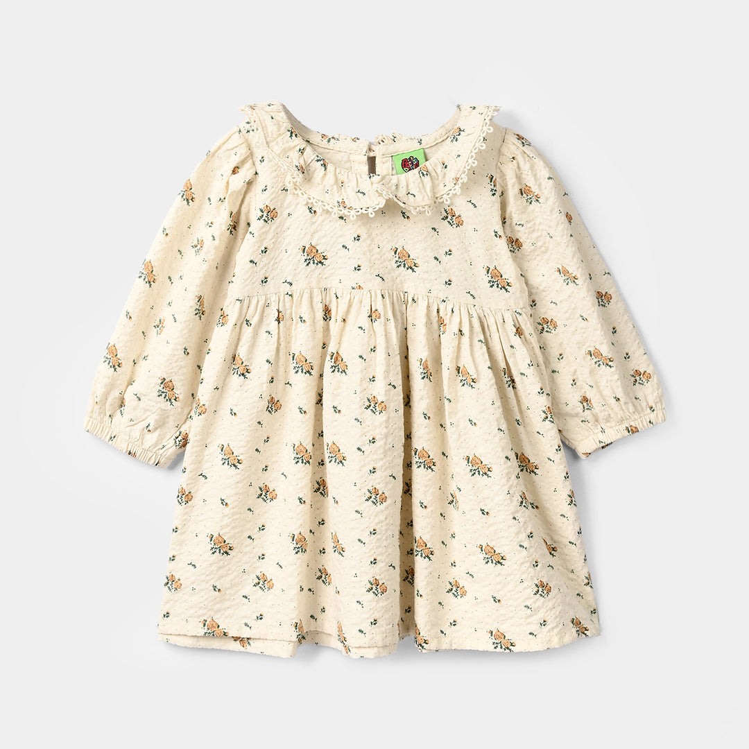 Infant Girls Cotton Viscose Casual Frock Vintage Flora-OFF-White