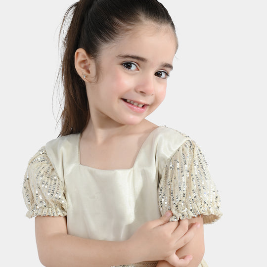 Girls Sequence Fancy Frock- Party Girl-BEIGE