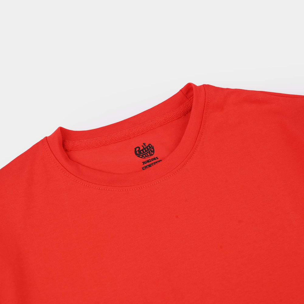 Boys Lycra Jersey Basic T-Shirt - Red