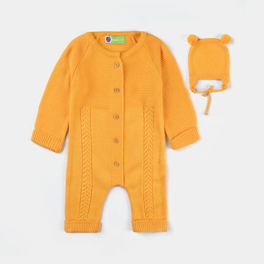 Infant Girls Sweater Knit Romper W/Cap Seven Seas cable-Citrus