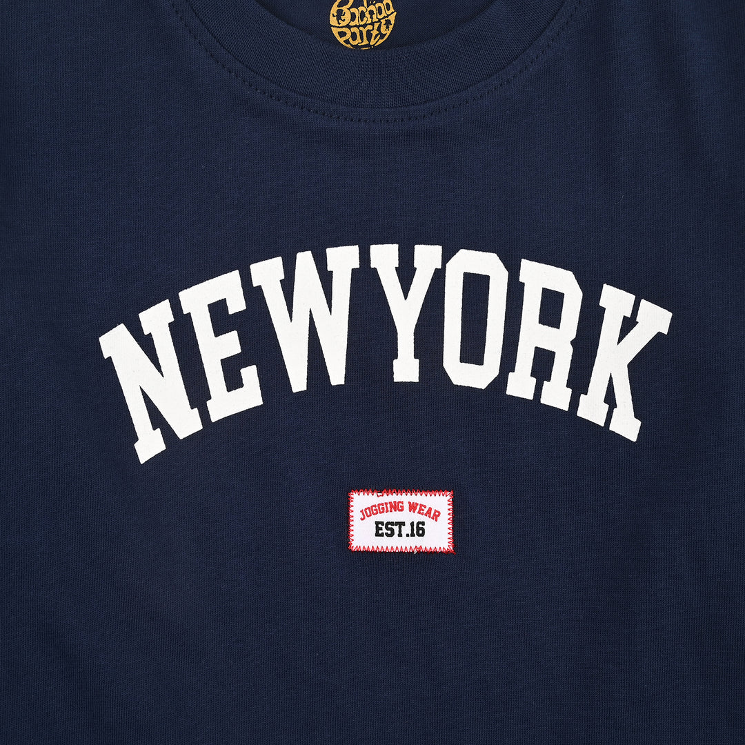 Boys Cotton Jersey T-Shirt H/S Newyork-NAVY
