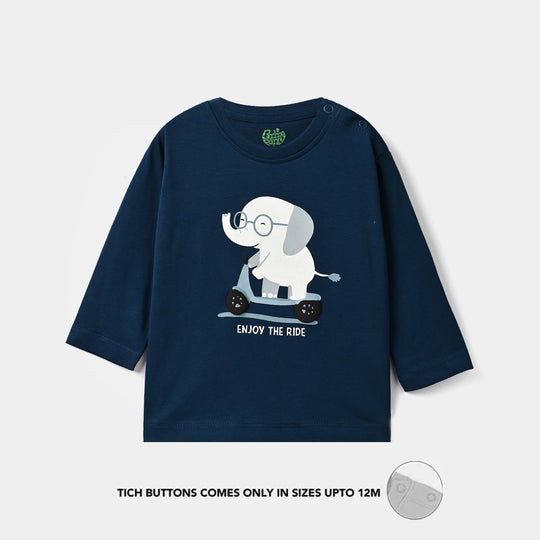 Infant Boys Cotton Jersey T-Shirt F/S Baby Elephant-Sailr.Blue