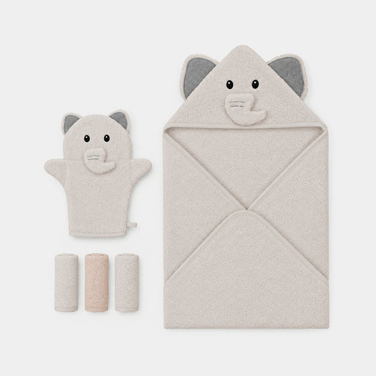 Baby Hooded Bath Towel & Matching Washcloth Set
