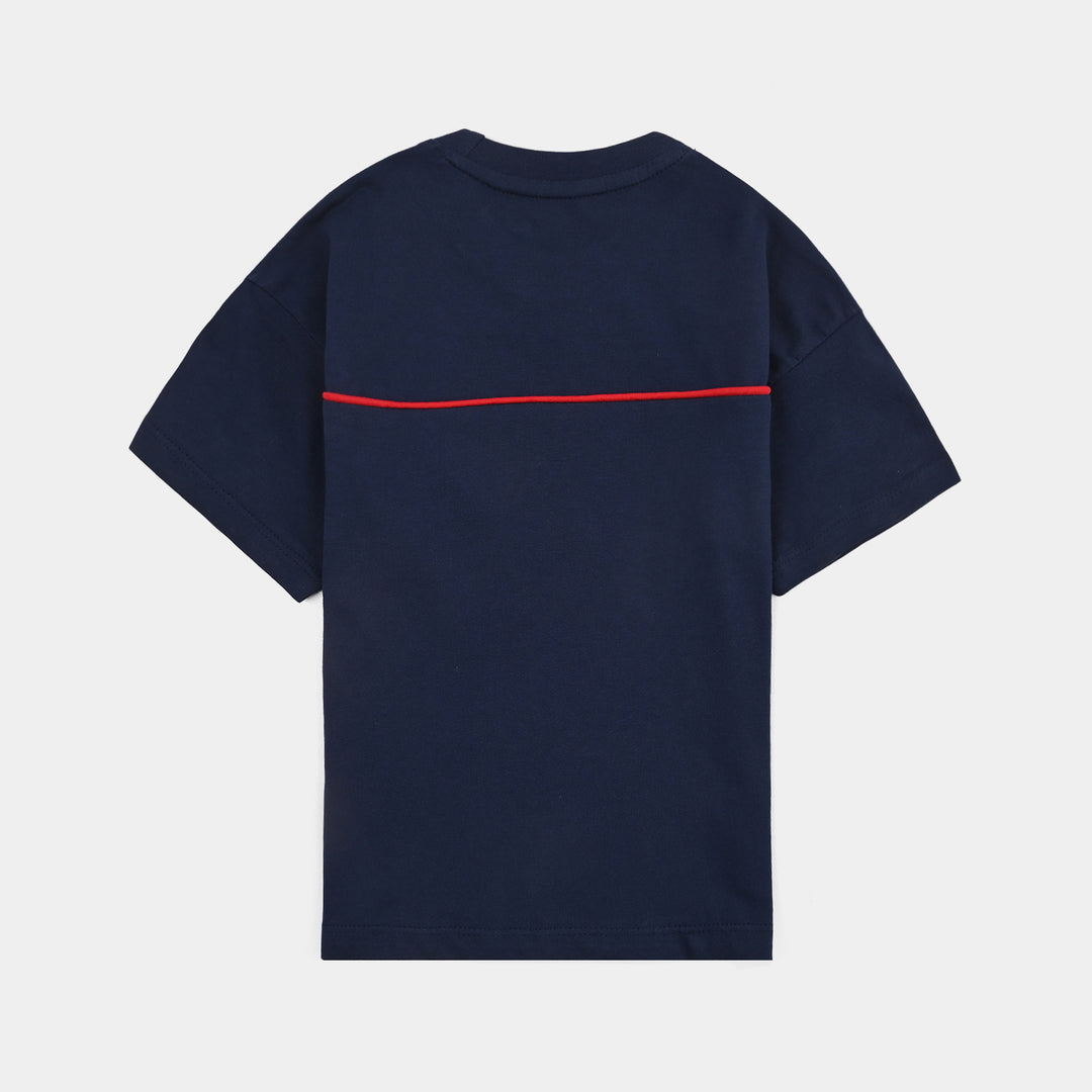 Boys Cotton Jersey T-Shirt H/S Newyork-NAVY