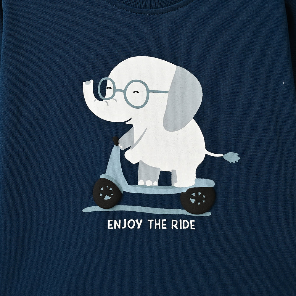 Infant Boys Cotton Jersey T-Shirt F/S Baby Elephant-Sailr.Blue