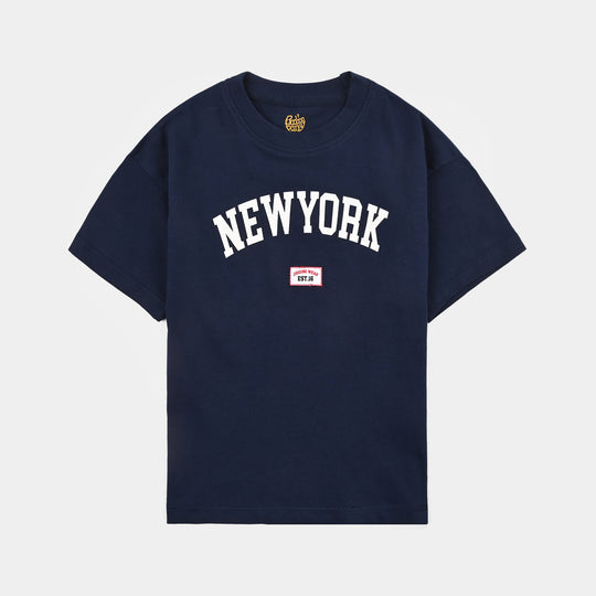 Boys Cotton Jersey T-Shirt H/S Newyork-NAVY