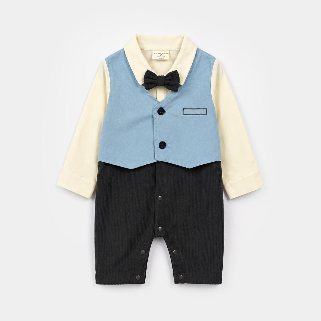 Infant Boys Cotton Interlock Woven Romper 320 - 024- W.Grey