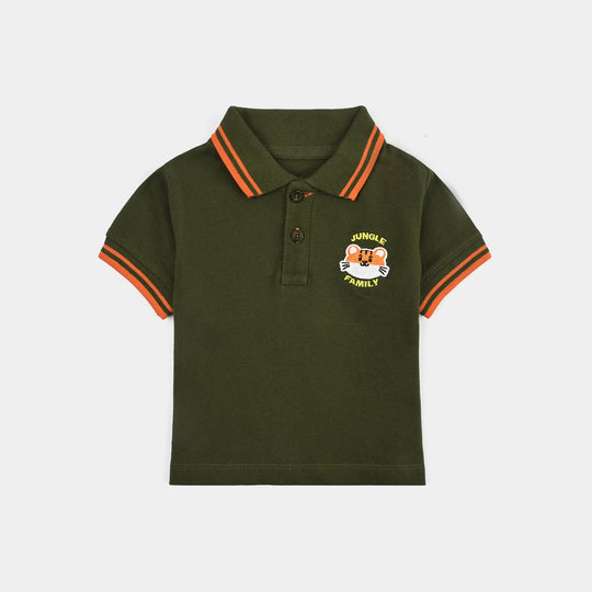 Infant Boys Cotton PK Polo Jungle Family-Rifle.Green