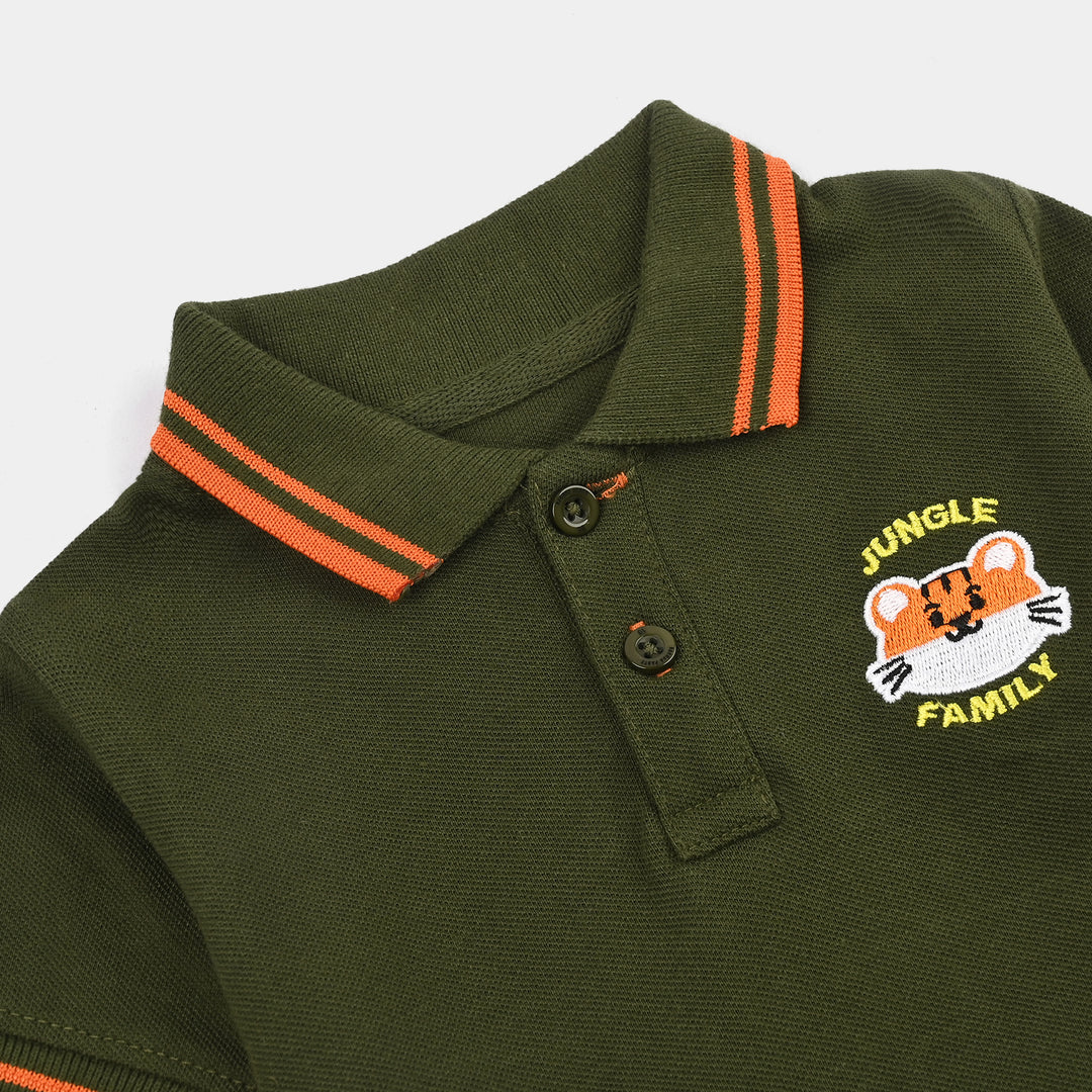 Infant Boys Cotton PK Polo Jungle Family-Rifle.Green