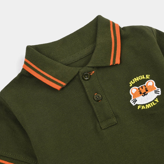 Infant Boys Cotton PK Polo Jungle Family-Rifle.Green