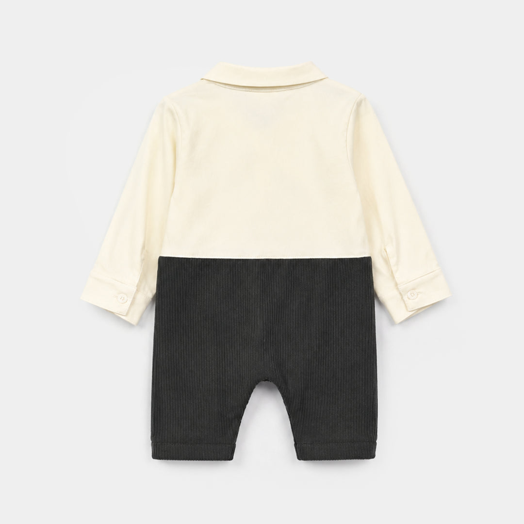 Infant Boys Cotton Interlock Woven Romper 320 - 024- W.Grey