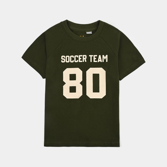Boys Cotton PK T-Shirt H/S Soccer Team-Rifle.Green