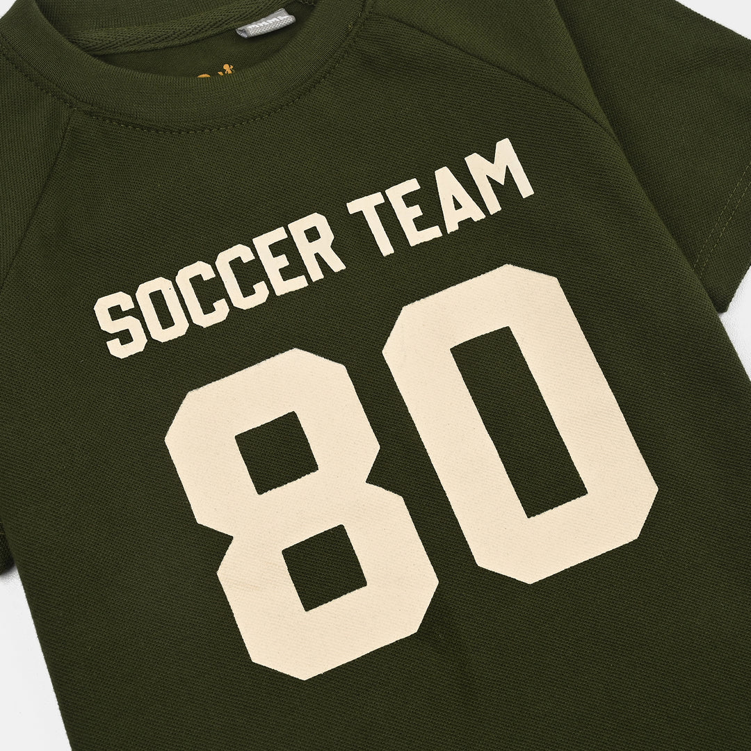 Boys Cotton PK T-Shirt H/S Soccer Team-Rifle.Green