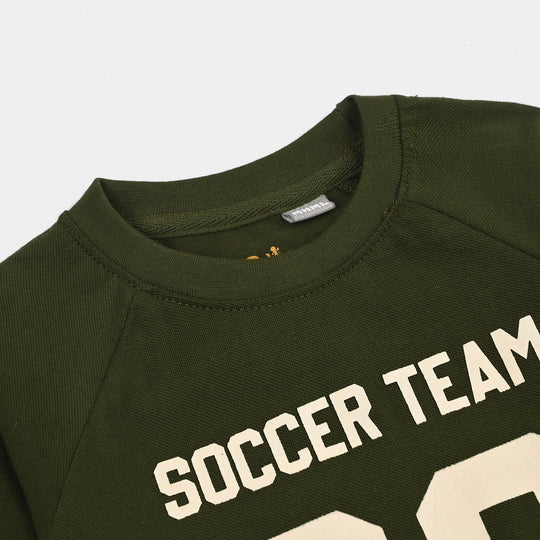 Boys Cotton PK T-Shirt H/S Soccer Team-Rifle.Green