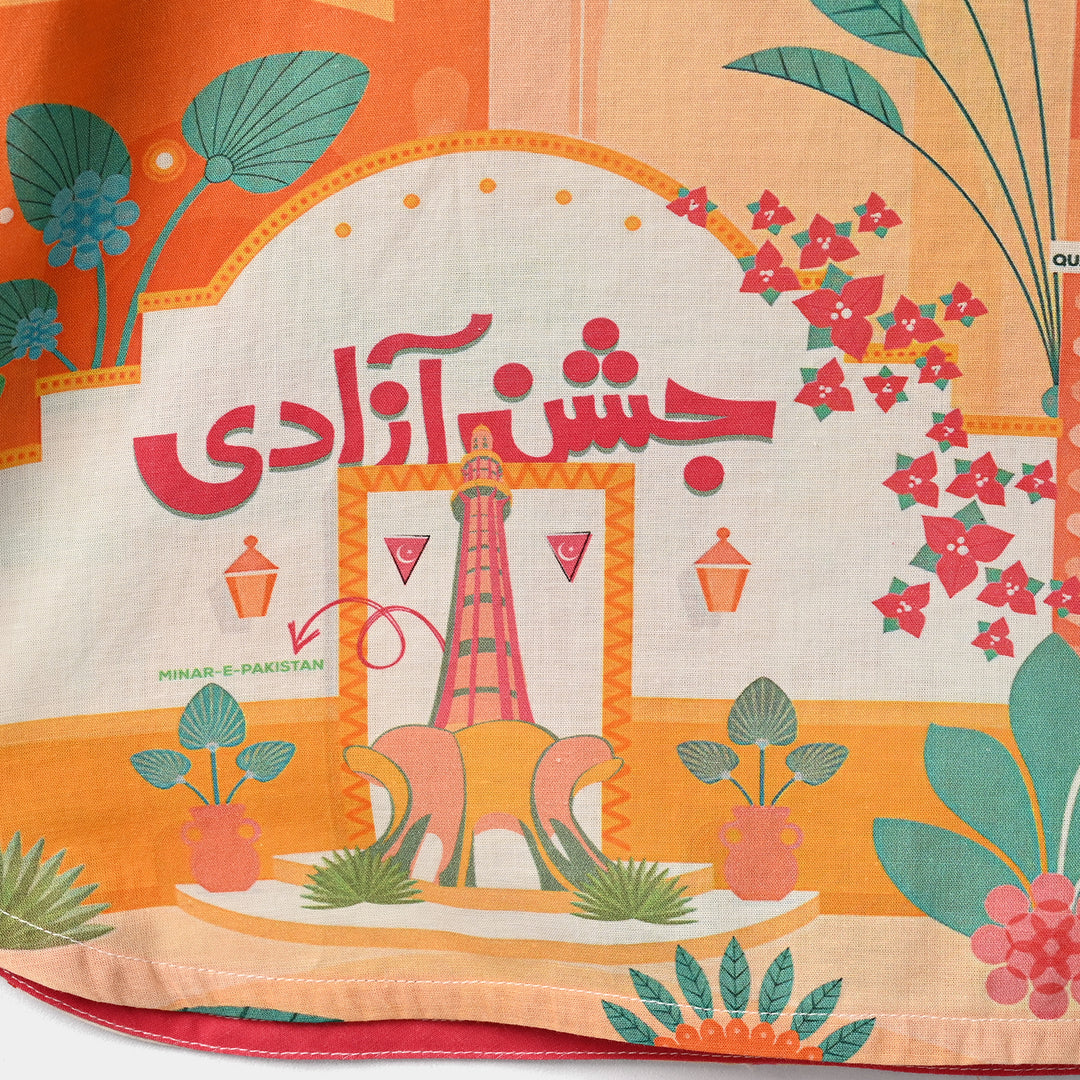 Girls Cotton Casual Top Jashan-E-Azadi-Multi
