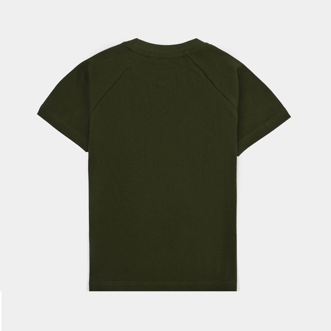 Boys Cotton PK T-Shirt H/S Soccer Team-Rifle.Green