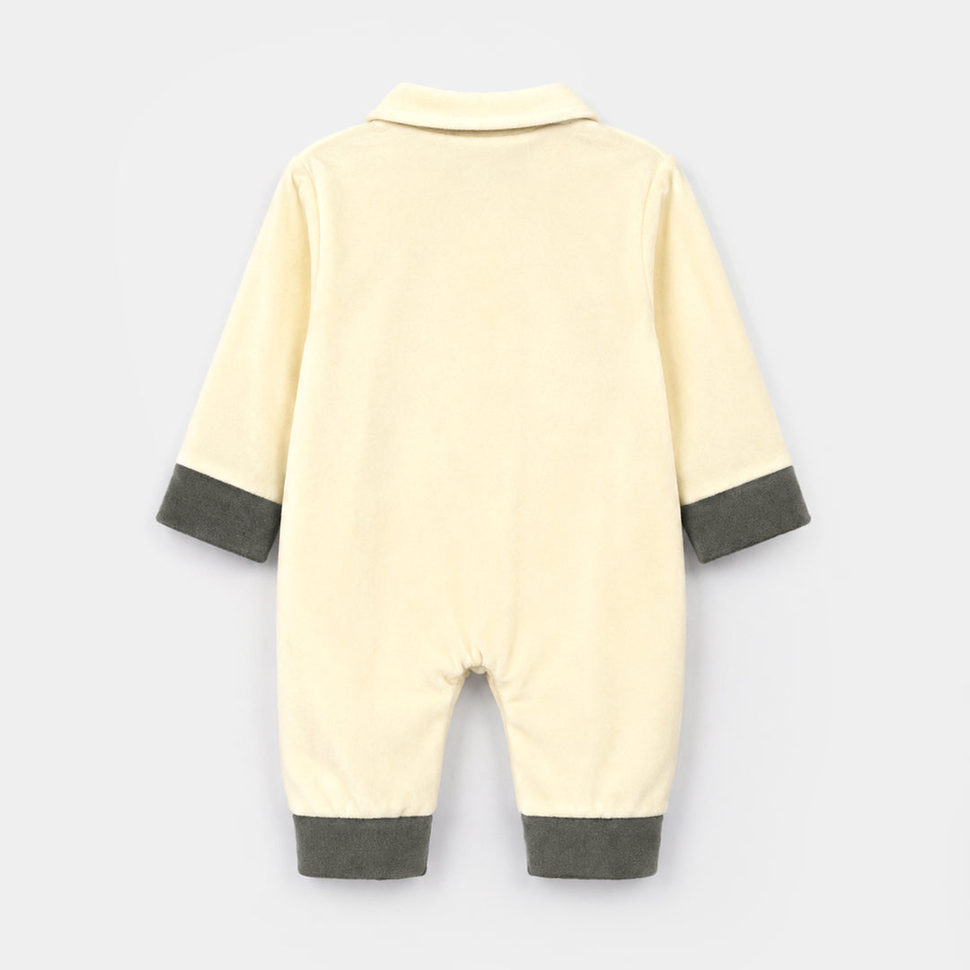Infant Boys Velour Knitted Romper 319 - 046- Off-White.Grey
