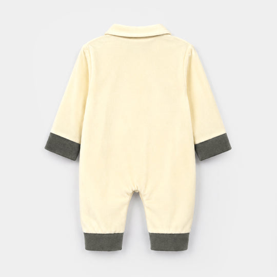Infant Boys Velour Knitted Romper 319 - 046- Off-White.Grey