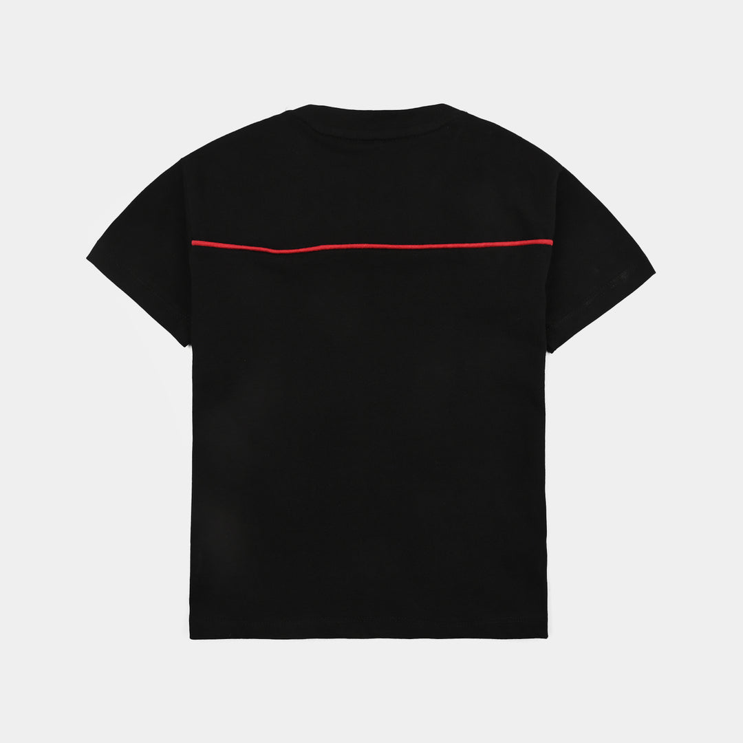 Boys Cotton Jersey T-Shirt H/S Fourty Six-Jet Black