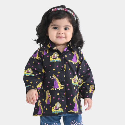 Infant Girls Cotton Poplin Casual Top Dolls-BLACK