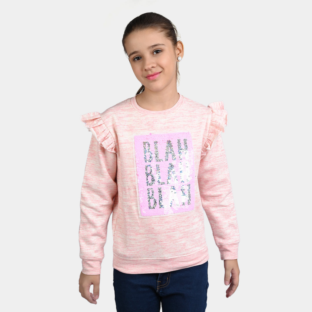 Girl's Fleece Sweatshirt Blah-Pink Mean