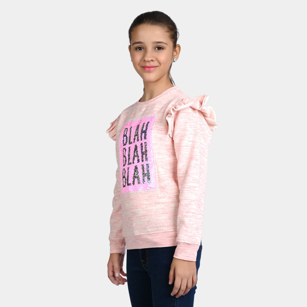 Girl's Fleece Sweatshirt Blah-Pink Mean