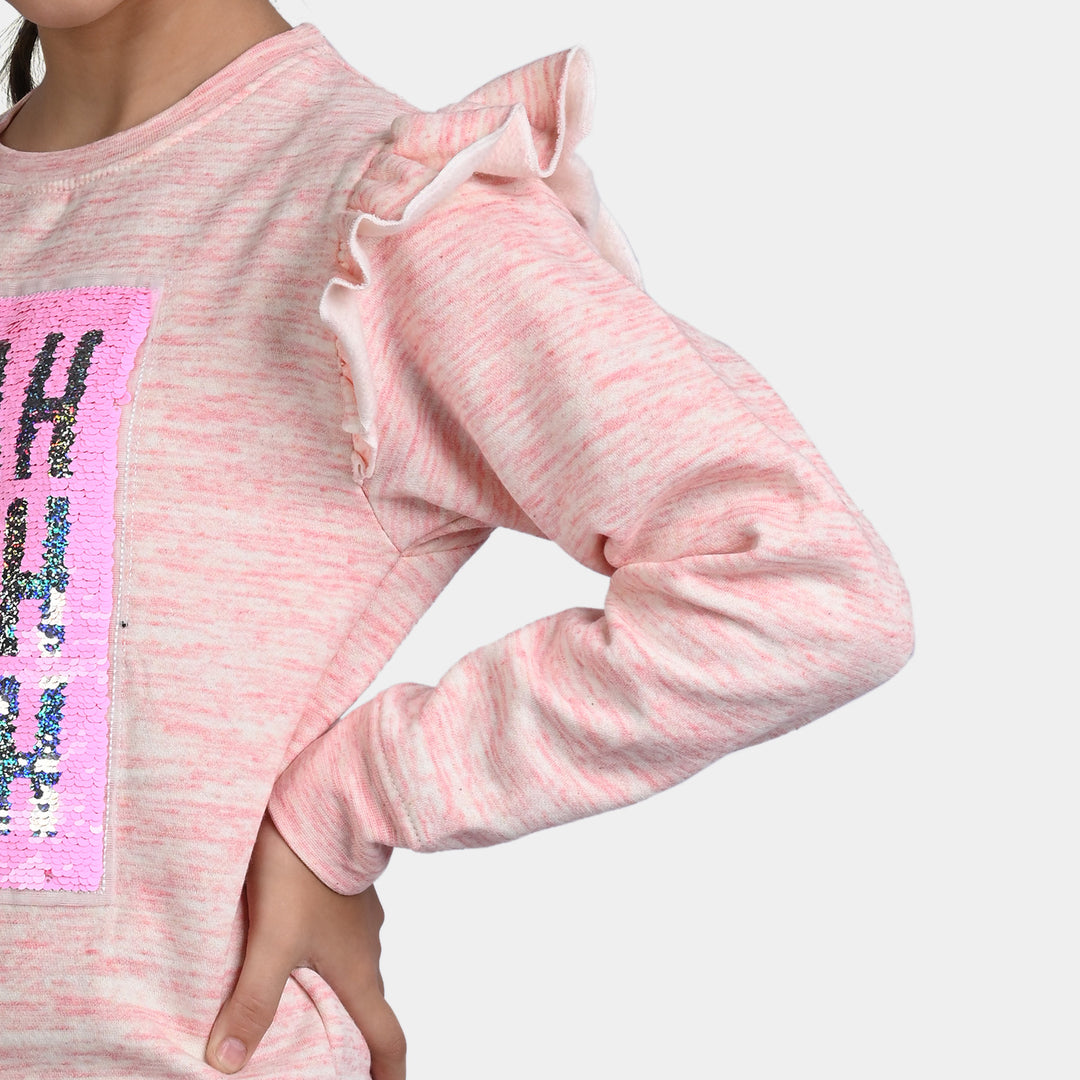 Girl's Fleece Sweatshirt Blah-Pink Mean