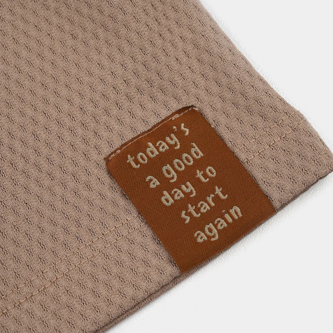 Boys Jacquard Jersey Shorts (Today's A Good Day) - Brown