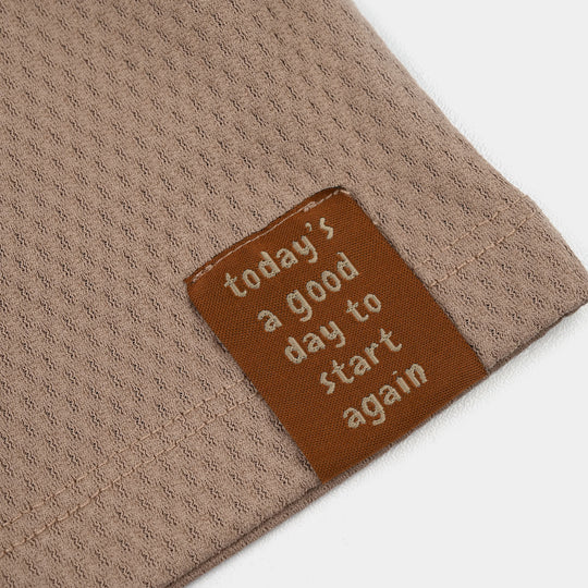 Boys Jacquard Jersey Shorts (Today's A Good Day) - Brown