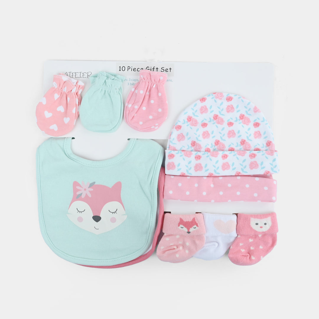 10-Piece Baby Gift Set – Bibs, Socks, Caps & Mittens