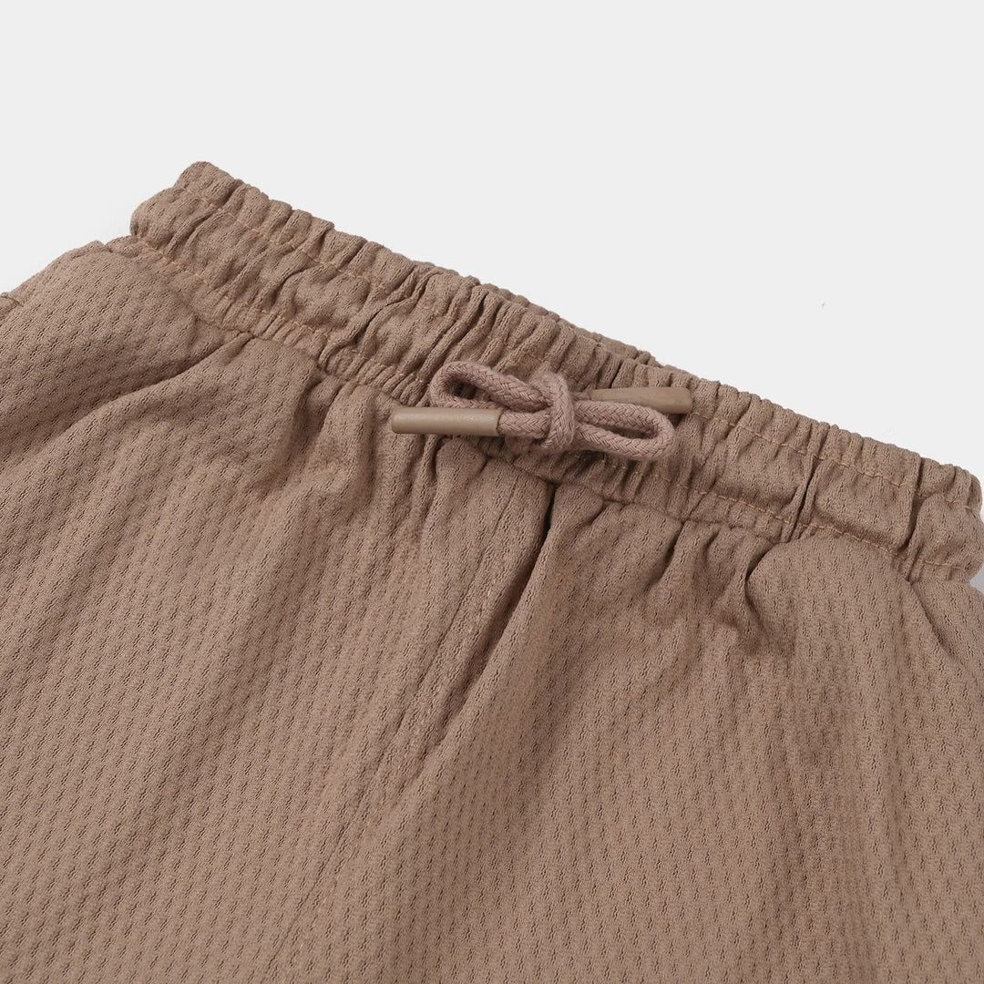 Boys Jacquard Jersey Shorts (Today's A Good Day) - Brown