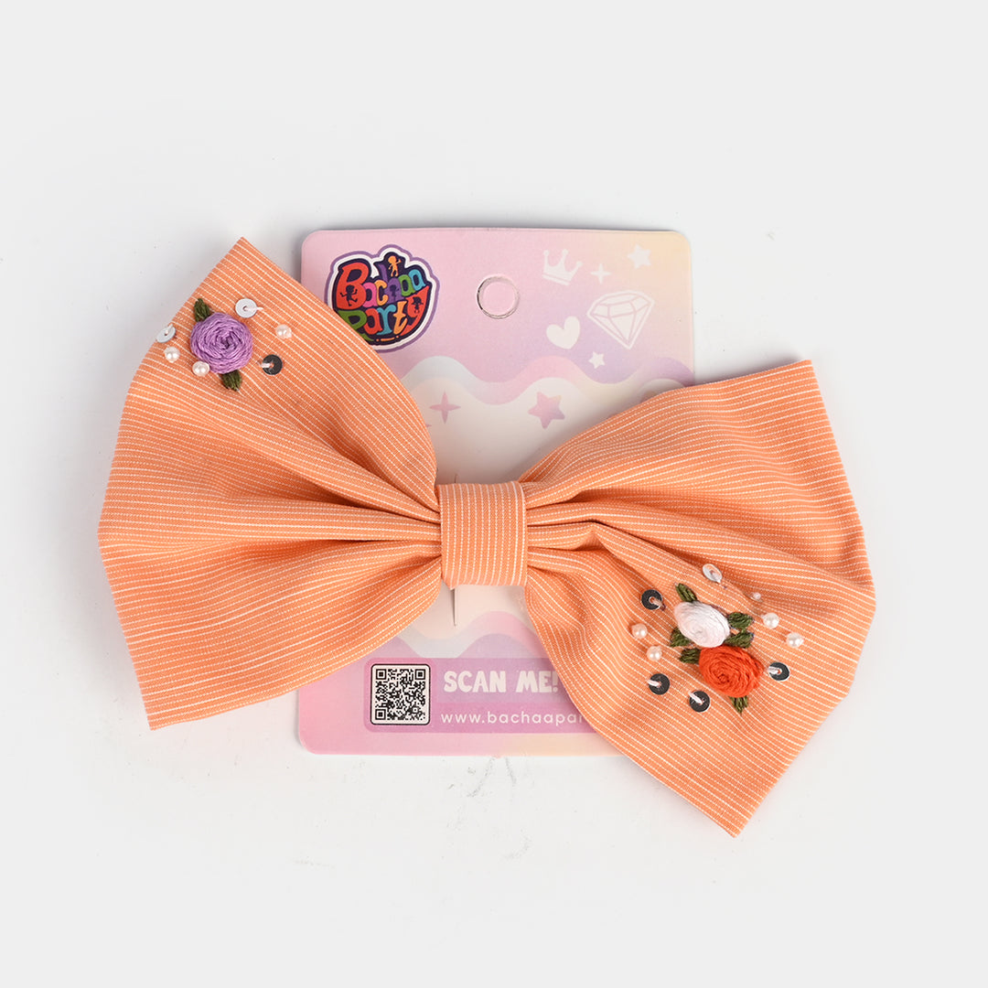 Handmade Embroidered Bow Hair Pin