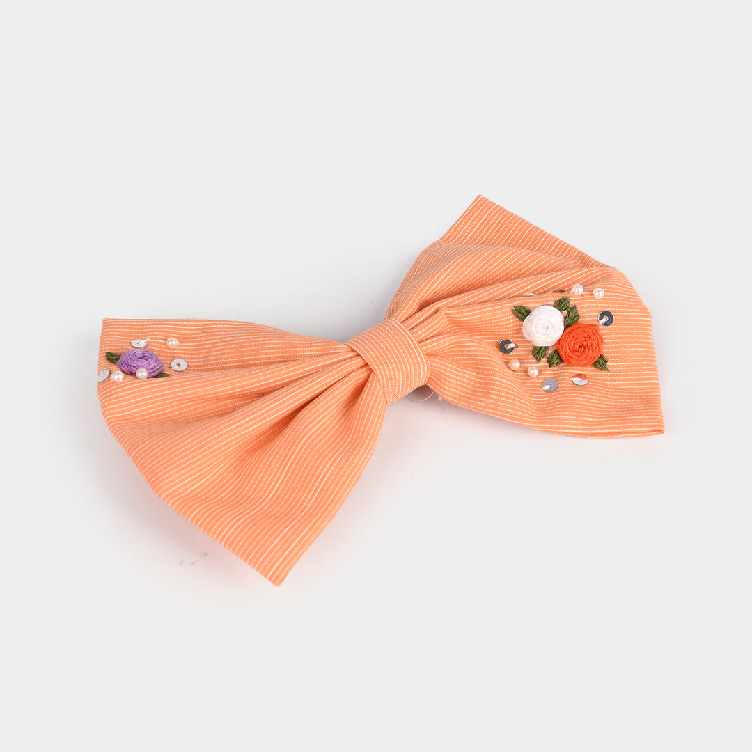 Handmade Embroidered Bow Hair Pin