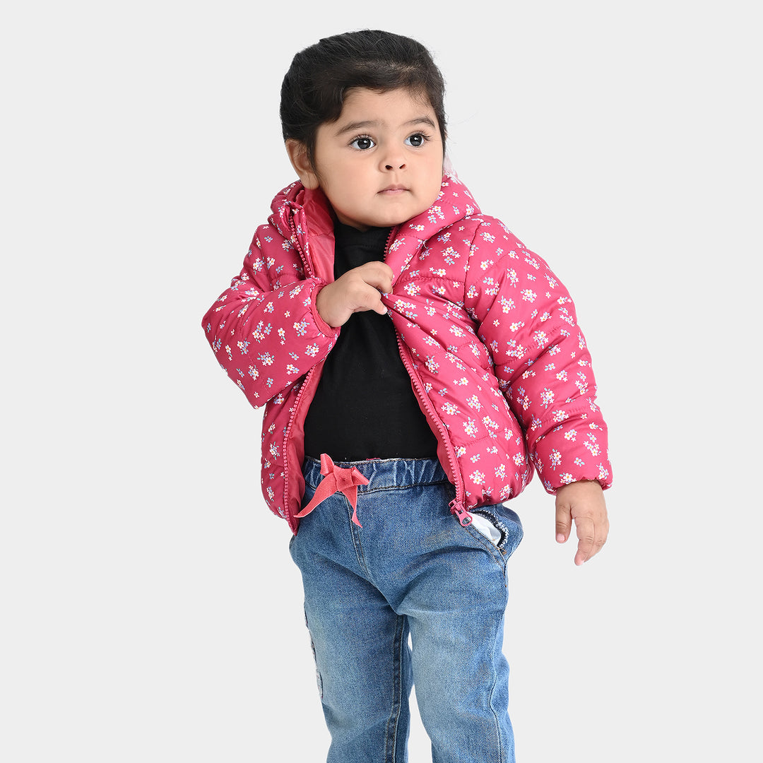 Infant Girls Mix taffeta Quilted Jacket Floral-Printed