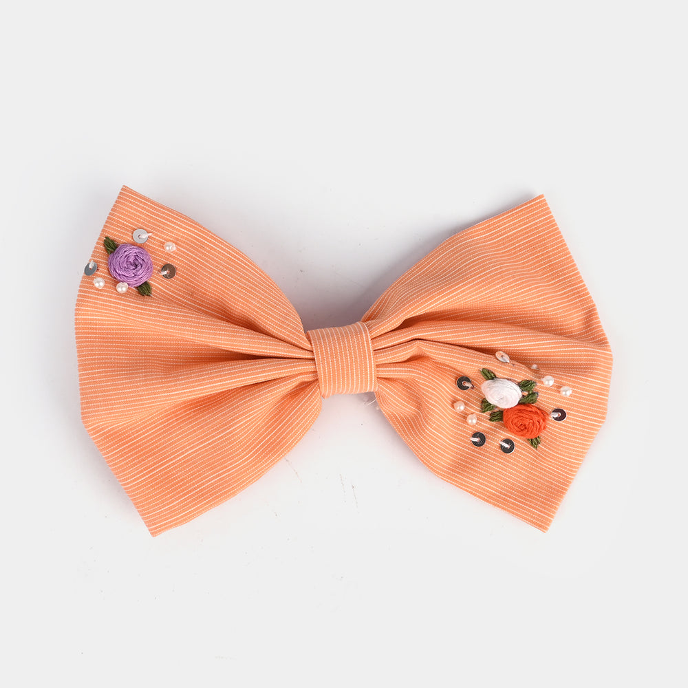 Handmade Embroidered Bow Hair Pin