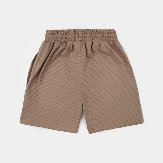 Boys Jacquard Jersey Shorts (Today's A Good Day) - Brown