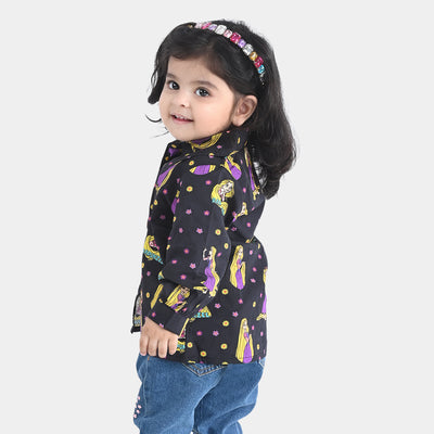 Infant Girls Cotton Poplin Casual Top Dolls-BLACK