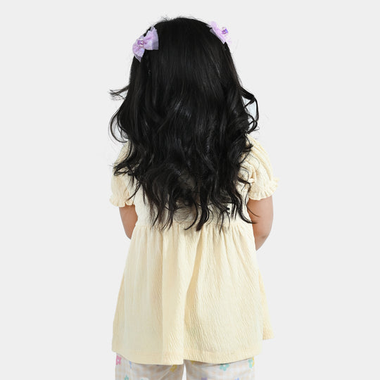 Infant Girls Poly Crinkle Knitted Frock (RAINBOW) - Yellow