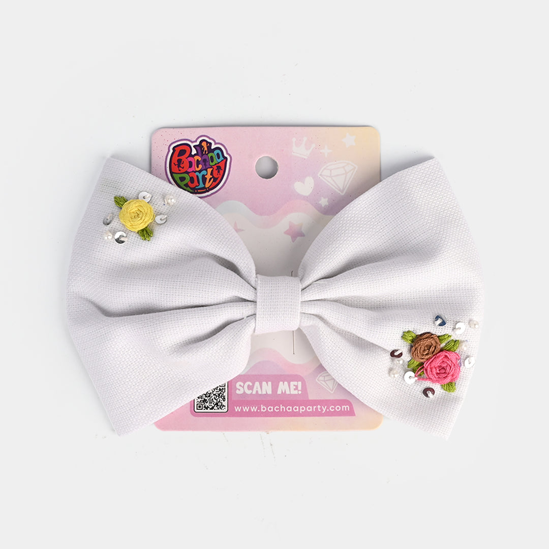 Handmade Embroidered Bow Hair Pin