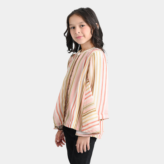 Girls Chiffon Casual Top Shiny Plaids-Multi