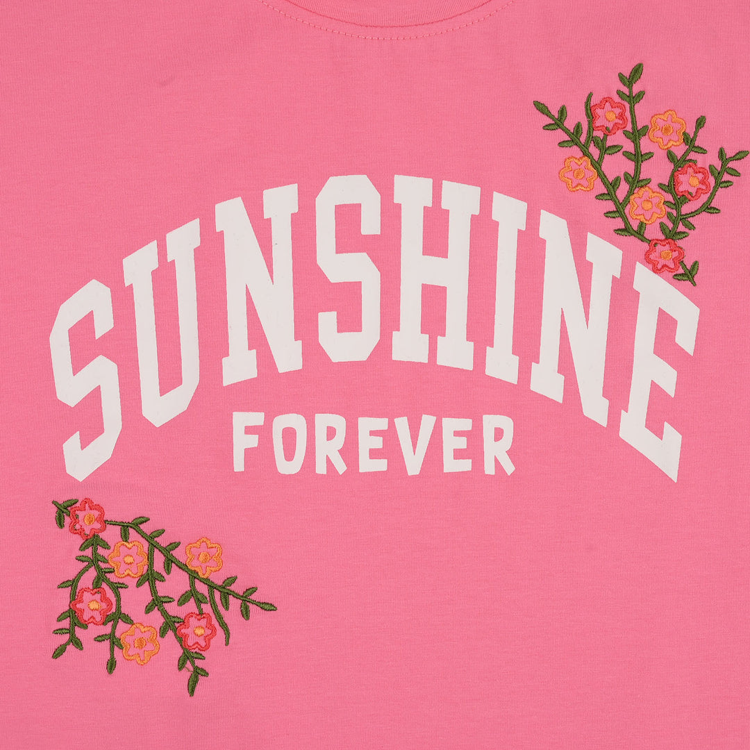 Girls Lycra Jersey T-Shirt (Sunshine) - Pink