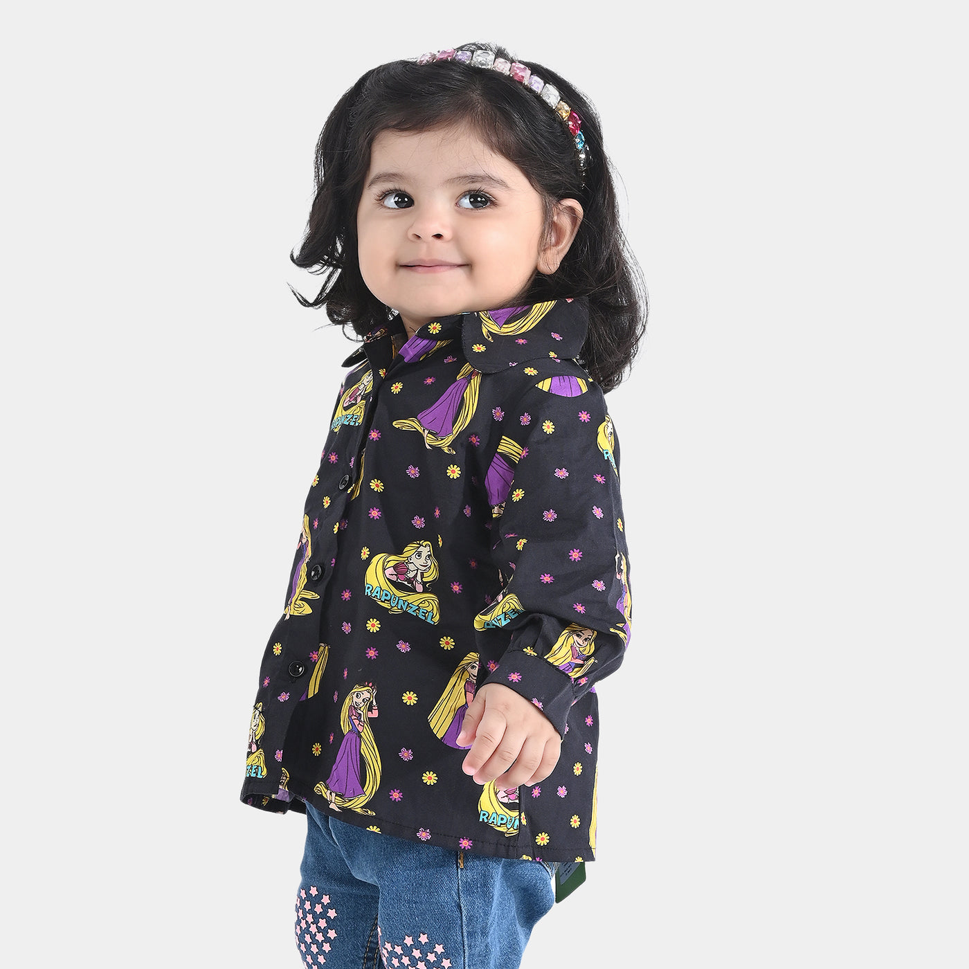 Infant Girls Cotton Poplin Casual Top Dolls-BLACK