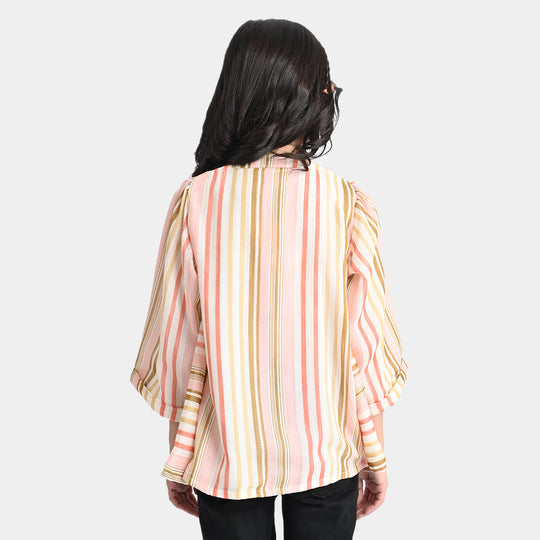 Girls Chiffon Casual Top Shiny Plaids-Multi